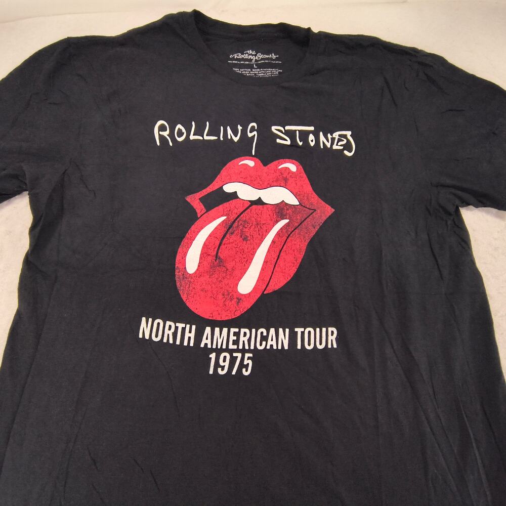 The Rolling Stones Short Sleeve Band Crew Neck T Shirt Mens Size L Black Red
